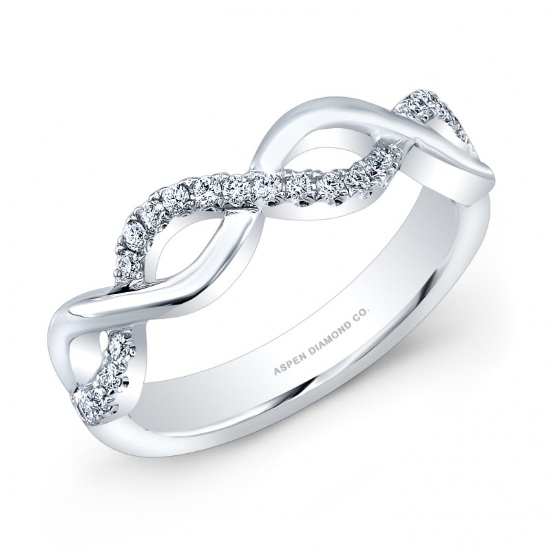 Round Pave Diamond Wedding Band in 18K White Gold