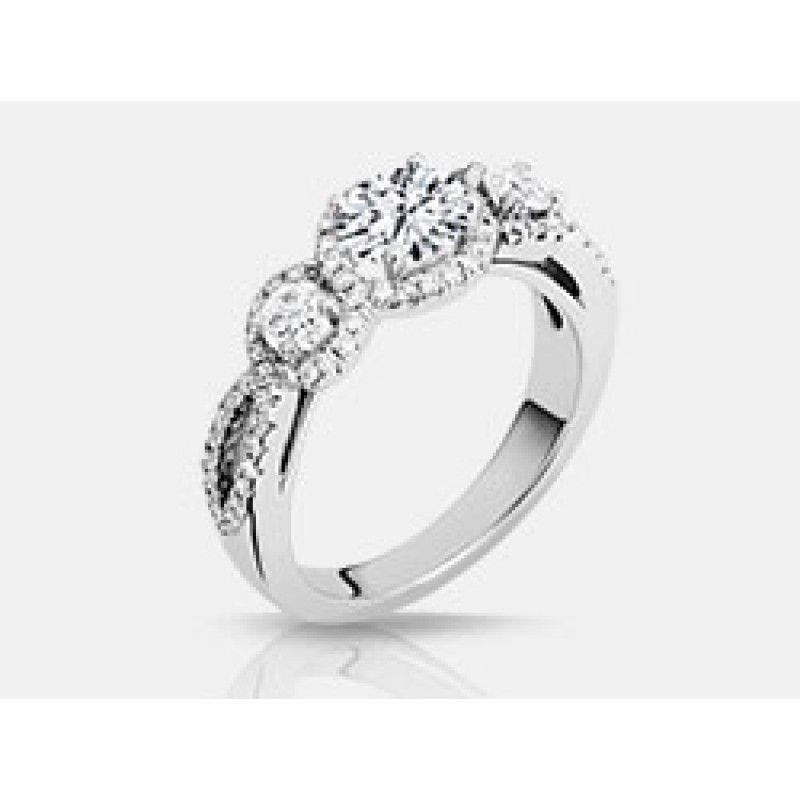 Round Brilliant Diamond Engagement Ring in 18K White Gold