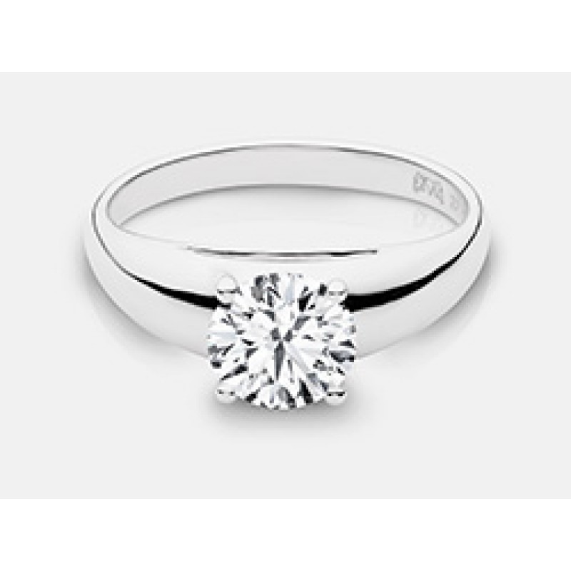 Round Brilliant Diamond Engagement Ring in 18K White Gold