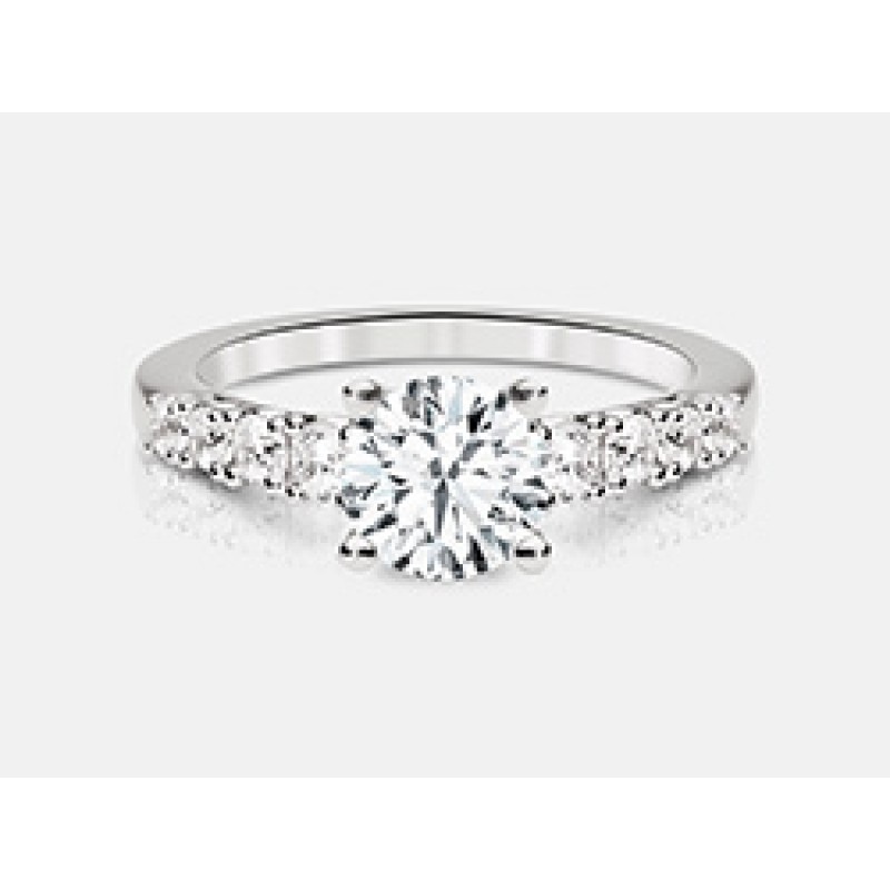 Round Brilliant Diamond Engagement Ring in 18K White Gold