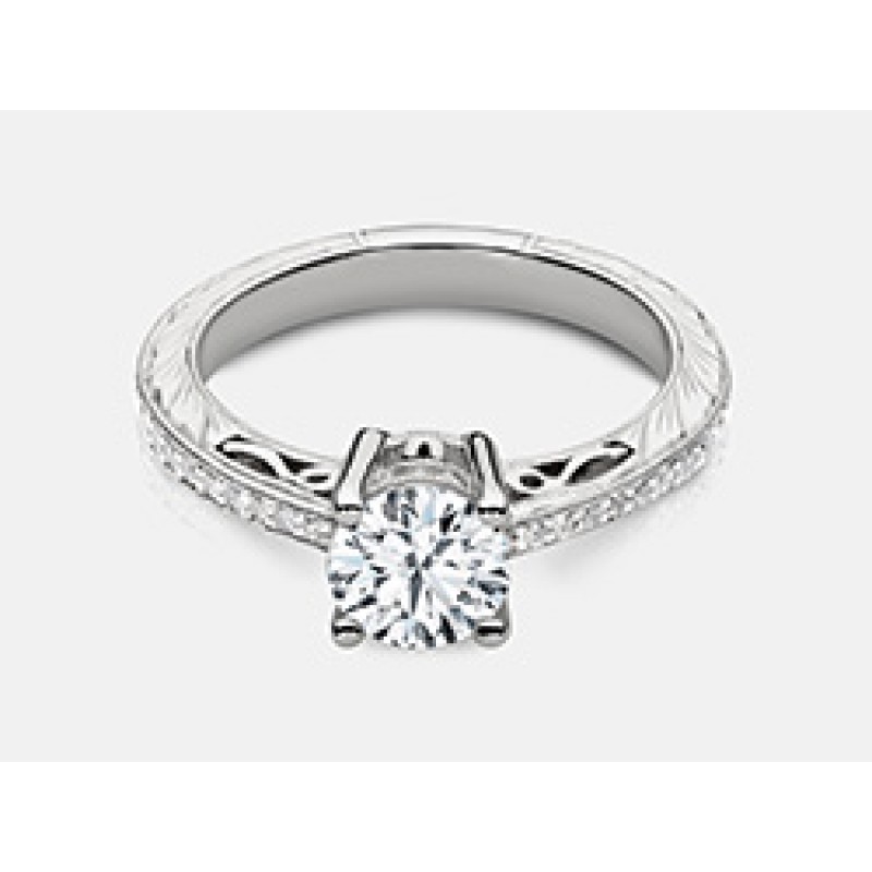 Round Brilliant Diamond Engagement Ring in 18K White Gold